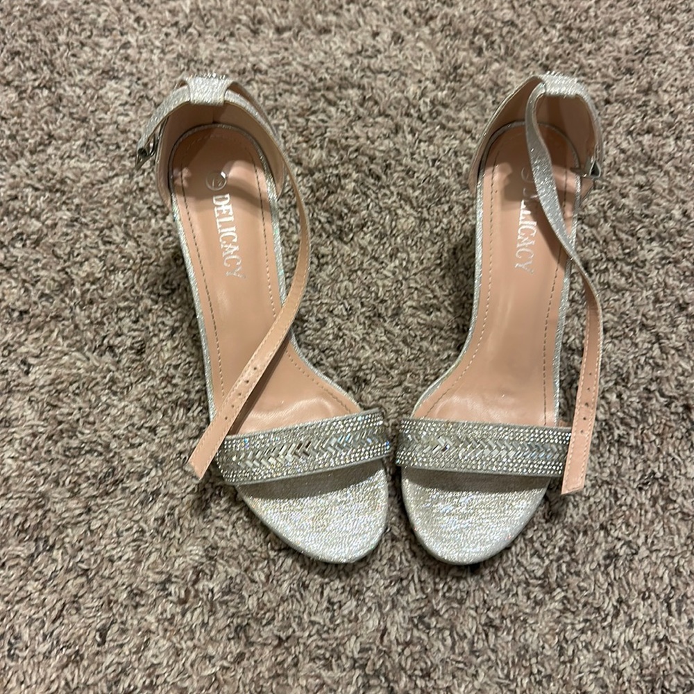 Silver sparkly heels